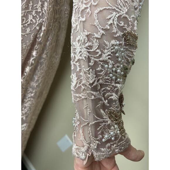 NEW $998 Mac Duggal 11121D Floral Embroidered & Beaded Long Sleeve Mesh Gown 12 - Picture 8 of 16